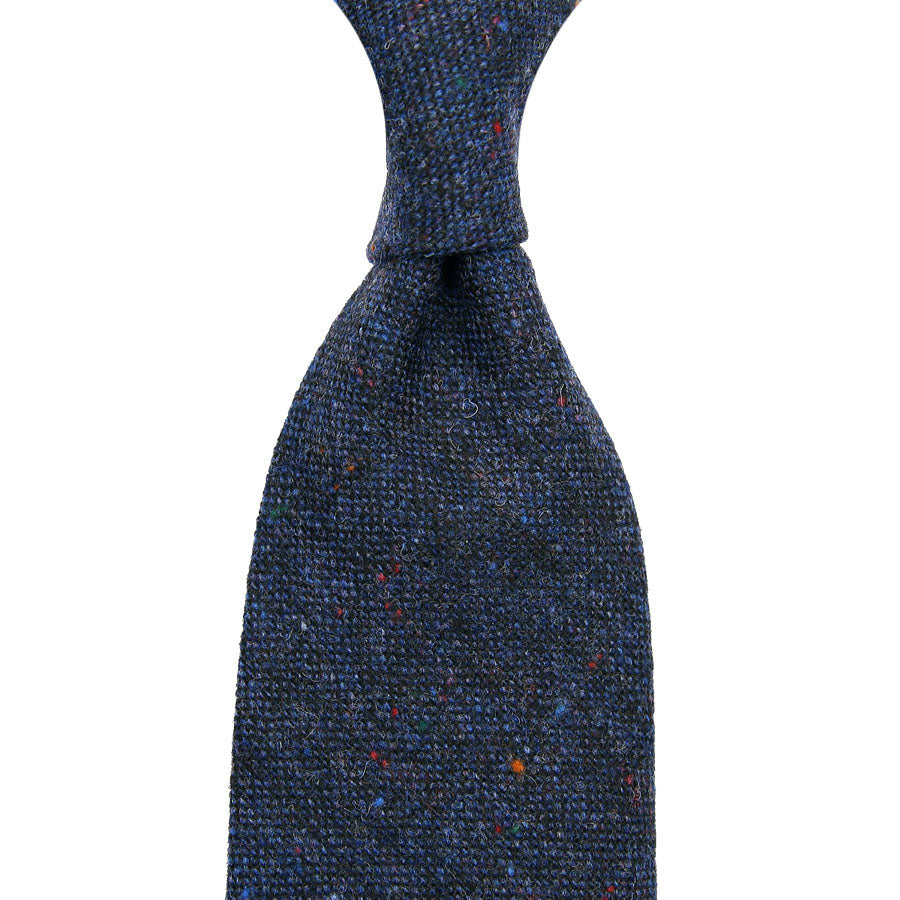 W. Bill Donegal Wool Tie - Navy - Hand-Rolled