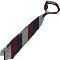 Triple Block Stripe Cashmere / Silk Grenadine Tie - Navy / Burgundy / Cream