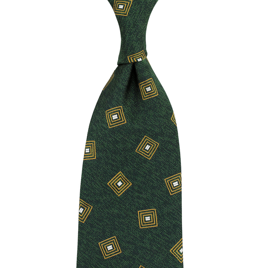 Geometrical Japanese Boucle Silk Tie - Forest