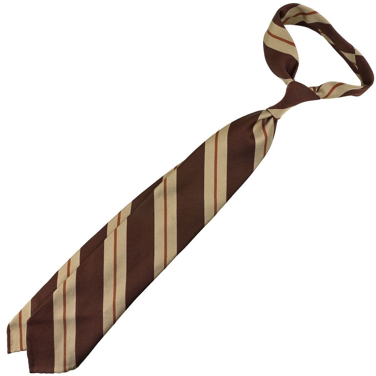 Repp Stripe Silk Tie - Brown / Beige / Rust