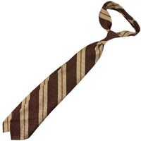 Repp Stripe Silk Tie - Brown / Beige / Rust