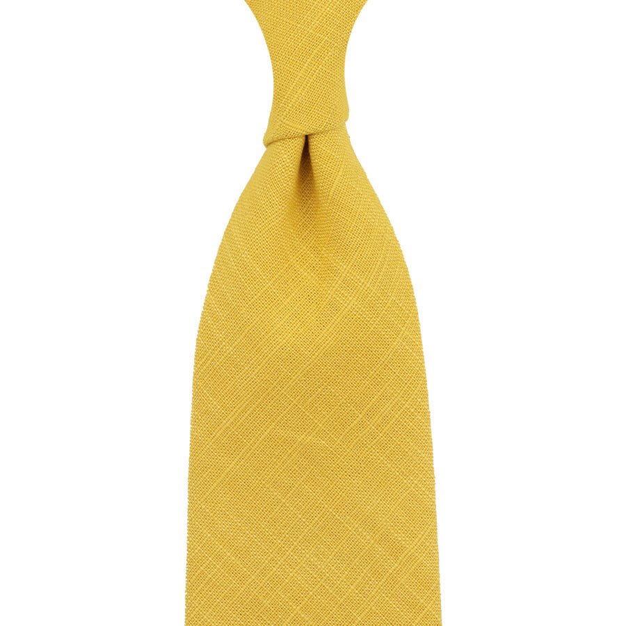 Japanese Ramie Tie - Yellow - Hand-Rolled