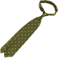 Shibumi-Flower Jacquard Silk Tie - Olive - Hand-Rolled