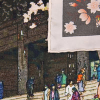 Ukiyo-e Silk Pocket Square - Sakura-Mairi - 40x40cm