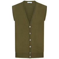 Merino Wool Sleeveless Cardigan - Olive