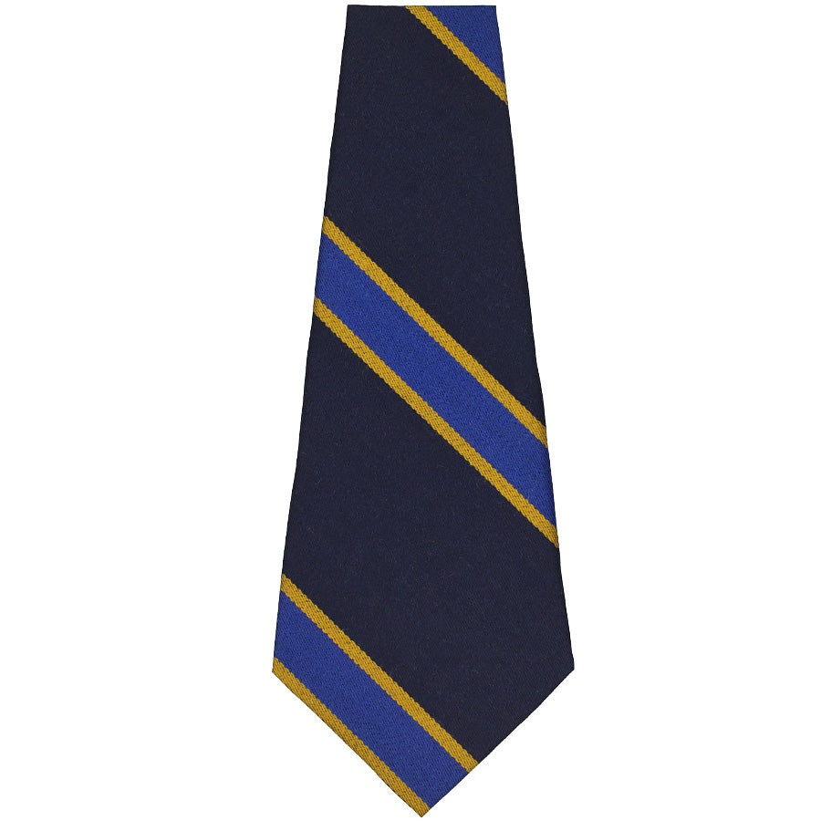 Abraham Moon Striped Bespoke Wool Tie - Navy / Blue / Yellow