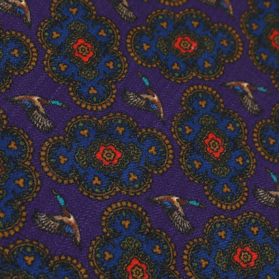 Animal Motif Wool / Cashmere Pocket Square - Purple