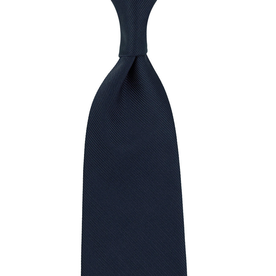 Plain Repp Silk Tie - Midnight - Hand-Rolled