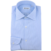Poplin Semi Spread Shirt - Blue - Ticking Stripe