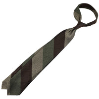 Japanese Boucle Silk Tie - Brown / Olive / Beige