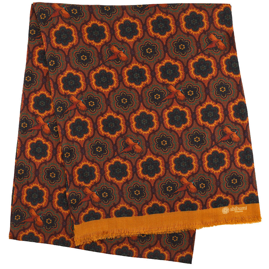 Animal Printed Wool / Cashmere Scarf - Gold