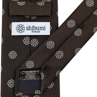 Shibumi-Flower Japanese Jacquard Silk Tie - Chocolate