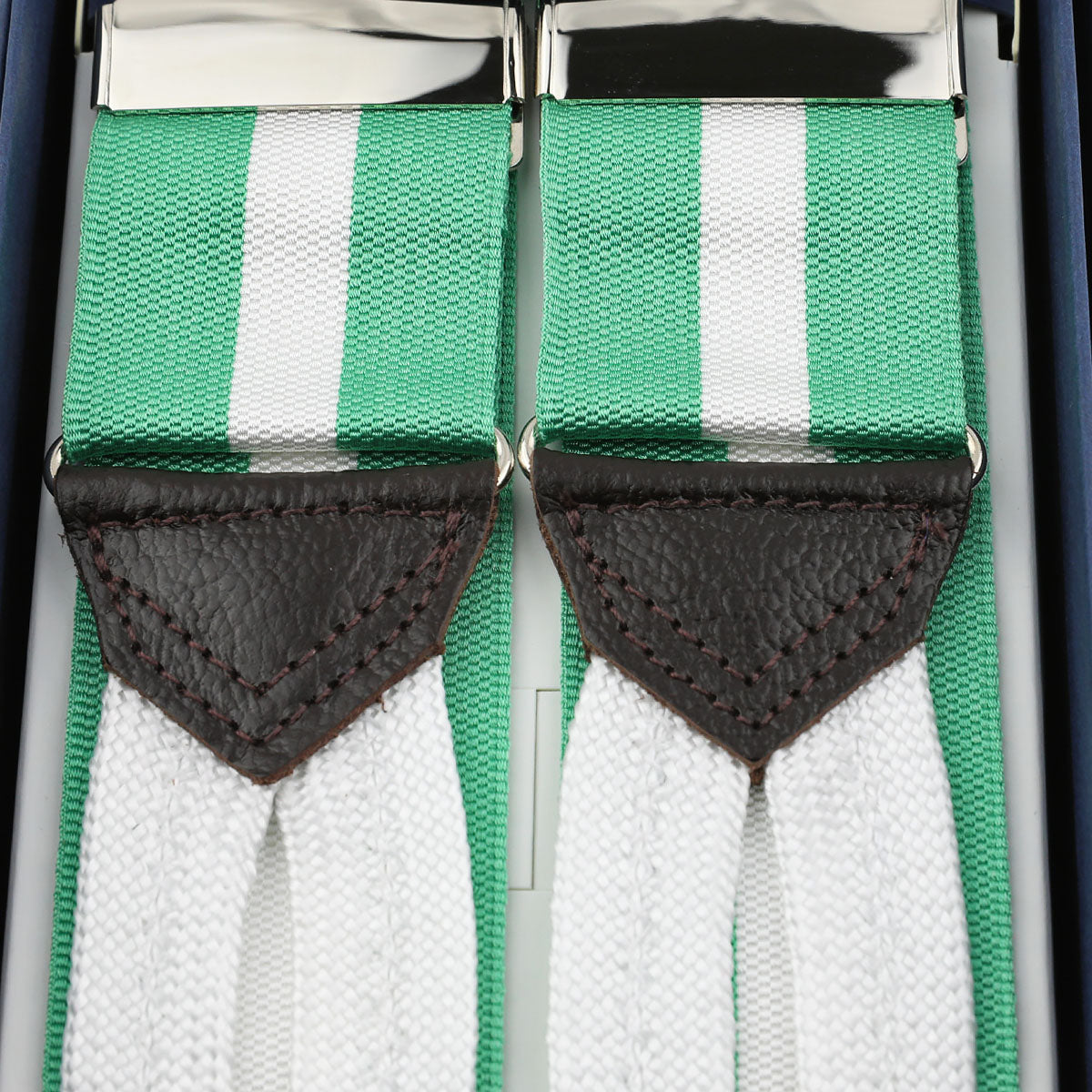 Barathea Braces - Green / White