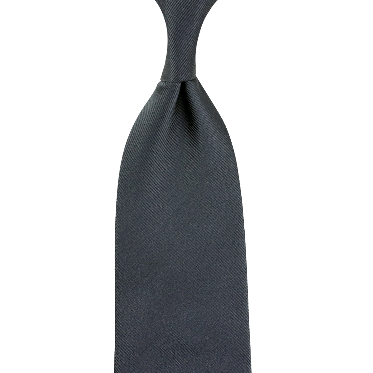 Plain Japanese Jacquard Silk Tie - Charcoal - Hand-Rolled
