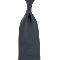Plain Japanese Jacquard Silk Tie - Charcoal - Hand-Rolled