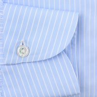 Poplin Semi Spread Shirt - Sky Blue / White - Reverse Stripe