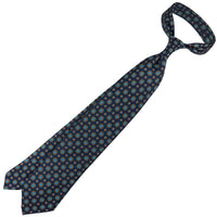 Floral Printed Silk Tie - Navy - Hand-Rolled