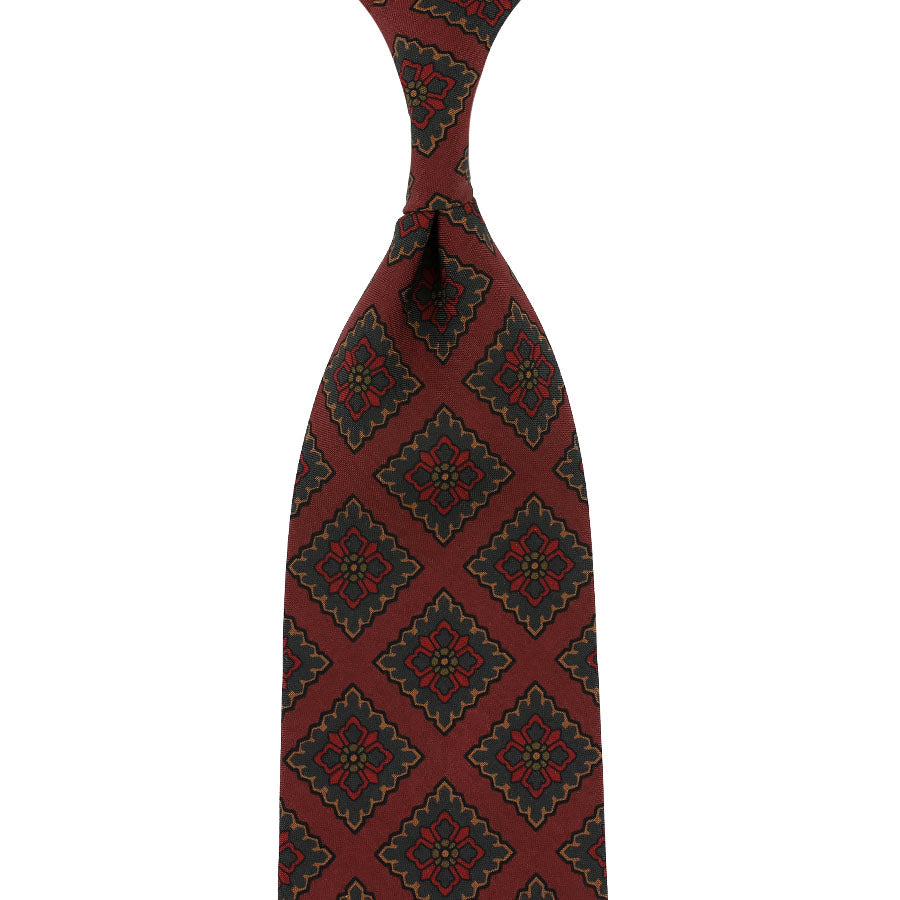 Copper Madder Silk Tie - Burgundy - Hand-Rolled