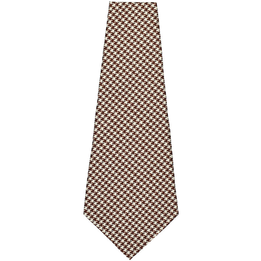 Vintage Houndstooth Bespoke Wool Tie - Brown