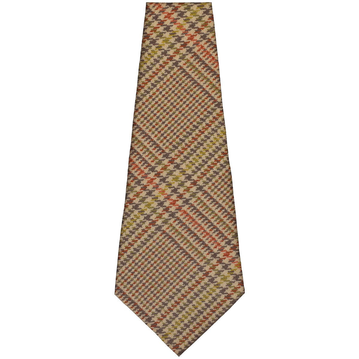 Vintage Checked Bespoke Wool Tie - Brown