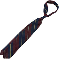 Striped Fina Grenadine Silk / Linen Tie - Navy / Burgundy