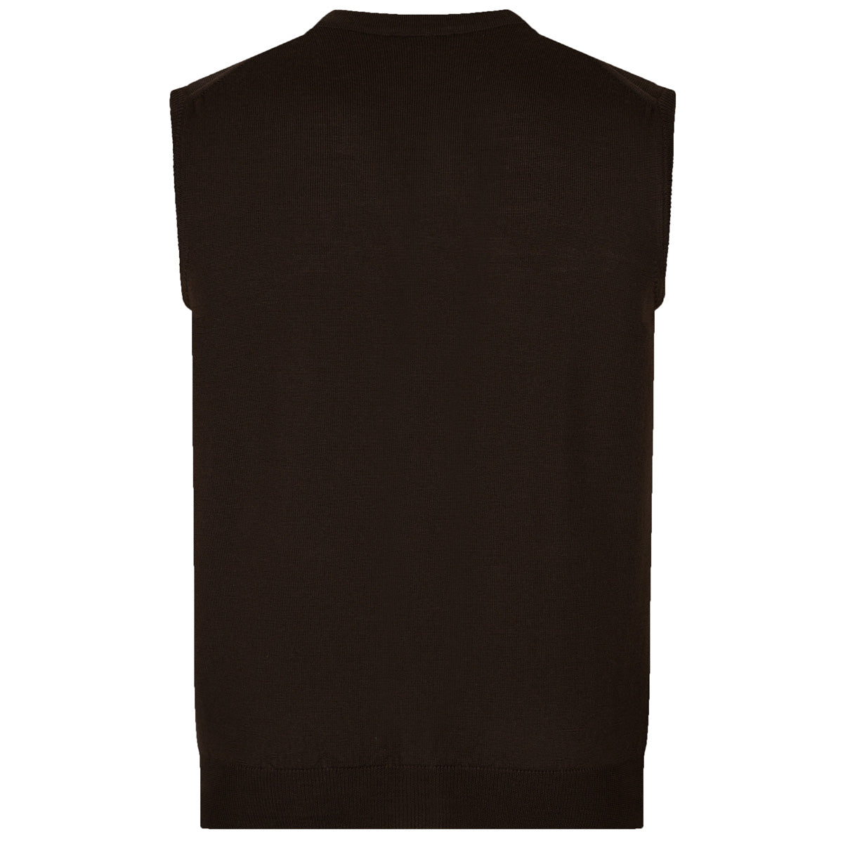 Merino Wool Sleeveless Cardigan - Chocolate