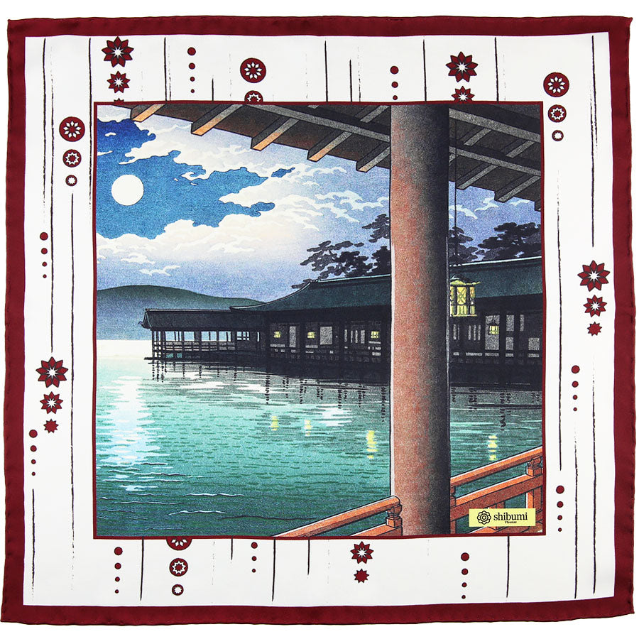 Ukiyo-e Silk Pocket Square - Tsukimi - 40x40cm
