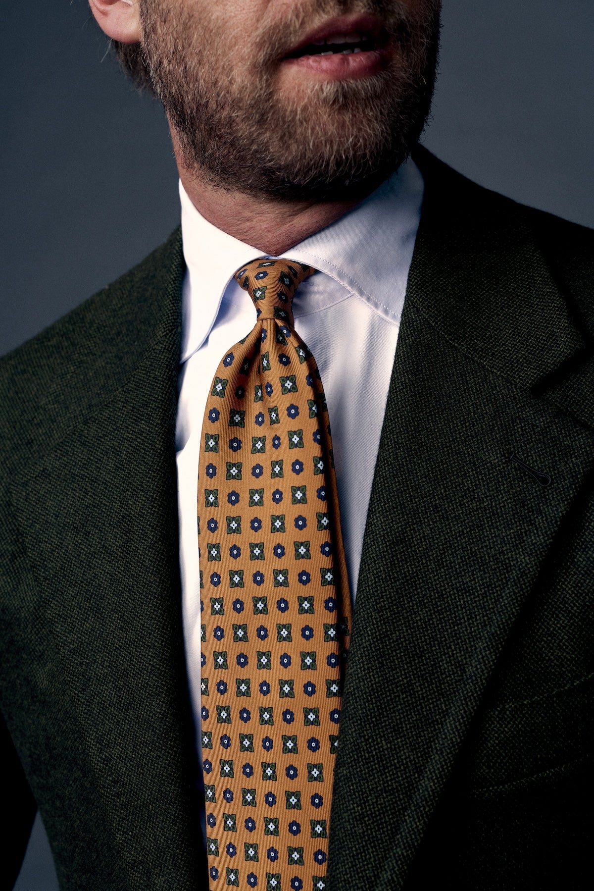 Anniversary Collection - Floral Printed Silk Tie - Honey