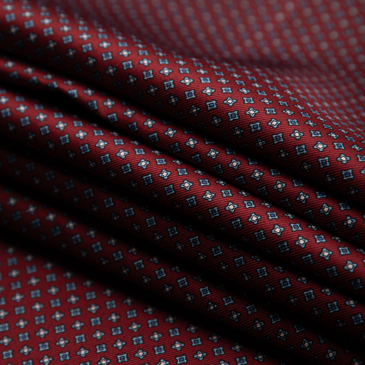 Floral Printed Silk Bespoke Tie - Burgundy