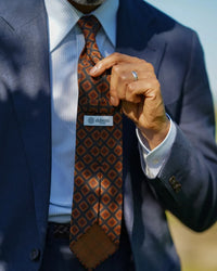 Copper Madder Silk Tie - Black - Hand-Rolled