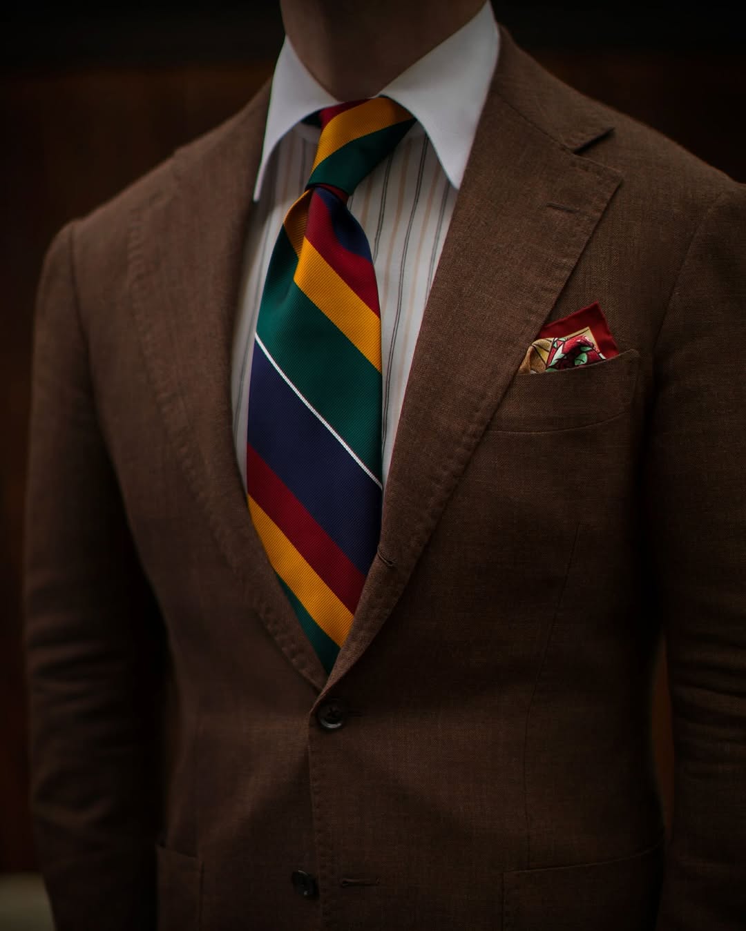 Japanese Repp Stripe Silk Tie - Navy / Burgundy / Forest / Gold