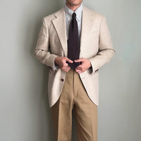 Plain Shantung Grossa Grenadine Silk Tie - Brown - Hand-Rolled