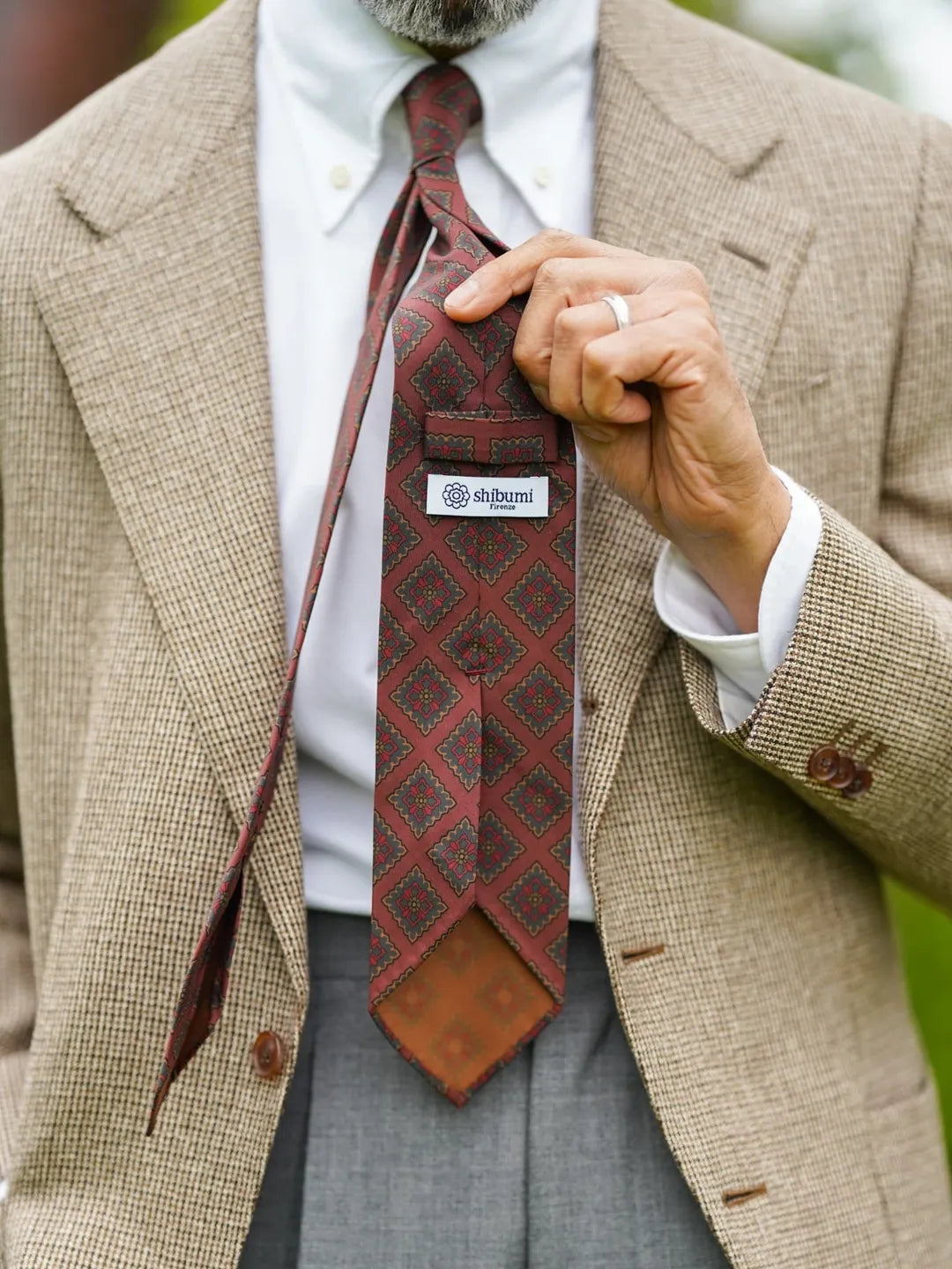 Copper Madder Silk Tie - Burgundy - Hand-Rolled
