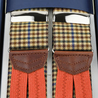 A. Moon Wool Braces - Beige / Multicolor Gun Club Check