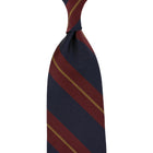 Repp Stripe Silk Tie - Navy / Burgundy / Gold