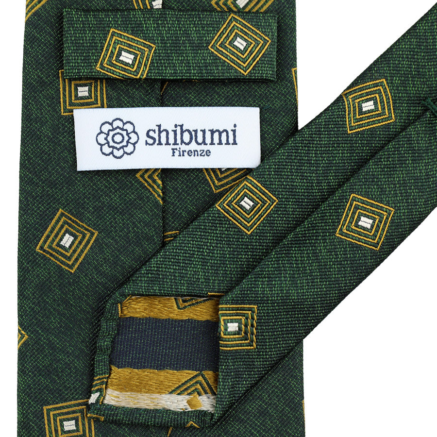 Geometrical Japanese Boucle Silk Tie - Forest