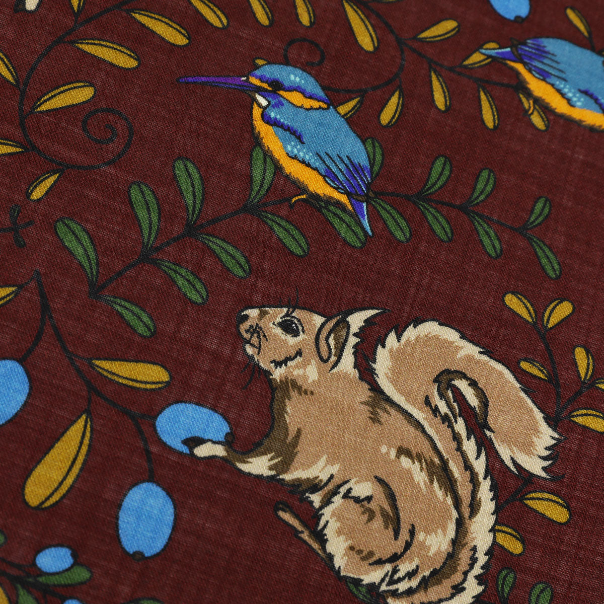 Animal Motif Wool / Silk Pocket Square - Burgundy - 40x40cm