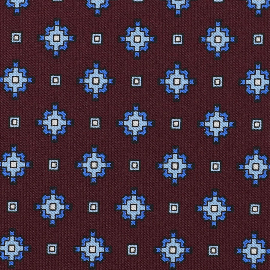 Floral Printed Silk Bespoke Tie - Burgundy