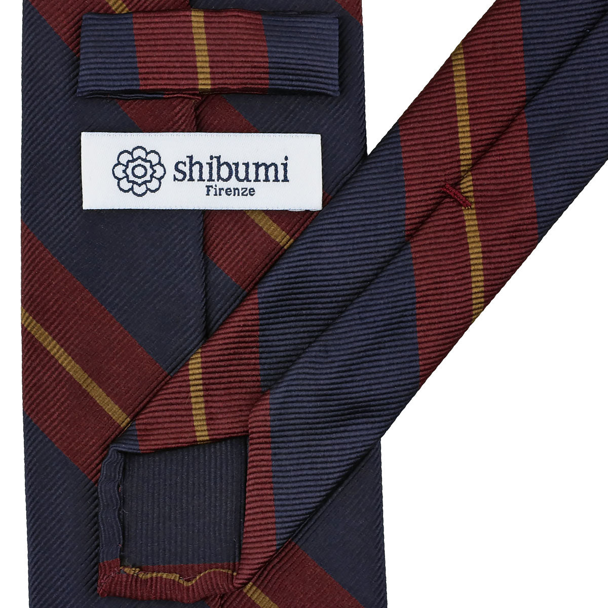 Repp Stripe Silk Tie - Navy / Burgundy / Gold