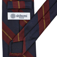 Repp Stripe Silk Tie - Navy / Burgundy / Gold