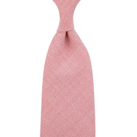 Hopsack Wool Tie - Pink - Hand-Rolled