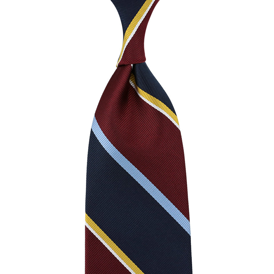 Japanese Repp Stripe Silk Tie - Burgundy / Navy