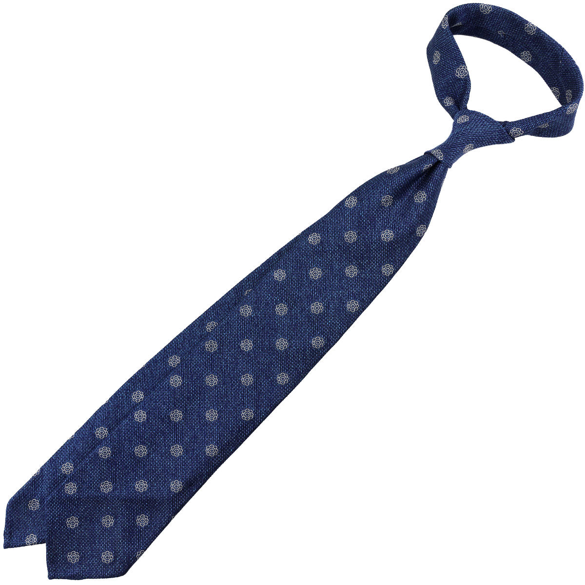 Shibumi-Flower Fina Grenadine Silk Tie - Blue Mottled