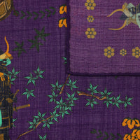 Samurai Motif Wool / Silk Pocket Square - Purple - 40x40cm