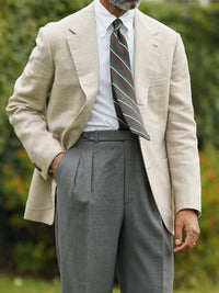 Striped Boucle Silk Tie - Brown / Forest - Hand-Rolled