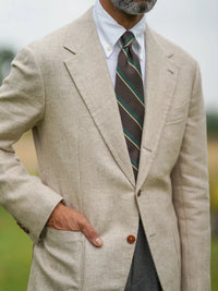 Striped Boucle Silk Tie - Brown / Forest - Hand-Rolled