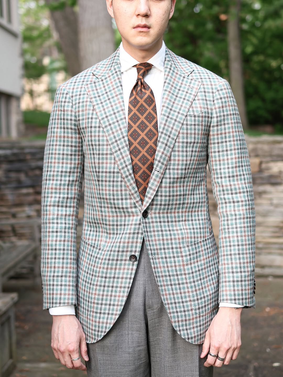 Copper Madder Silk Tie - Oatmeal - Hand-Rolled