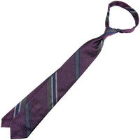 Striped Mottled Repp Silk Tie - Eggplant - Hand-Rolled