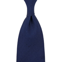 Panama Shantung Silk Tie - Navy - Hand-Rolled