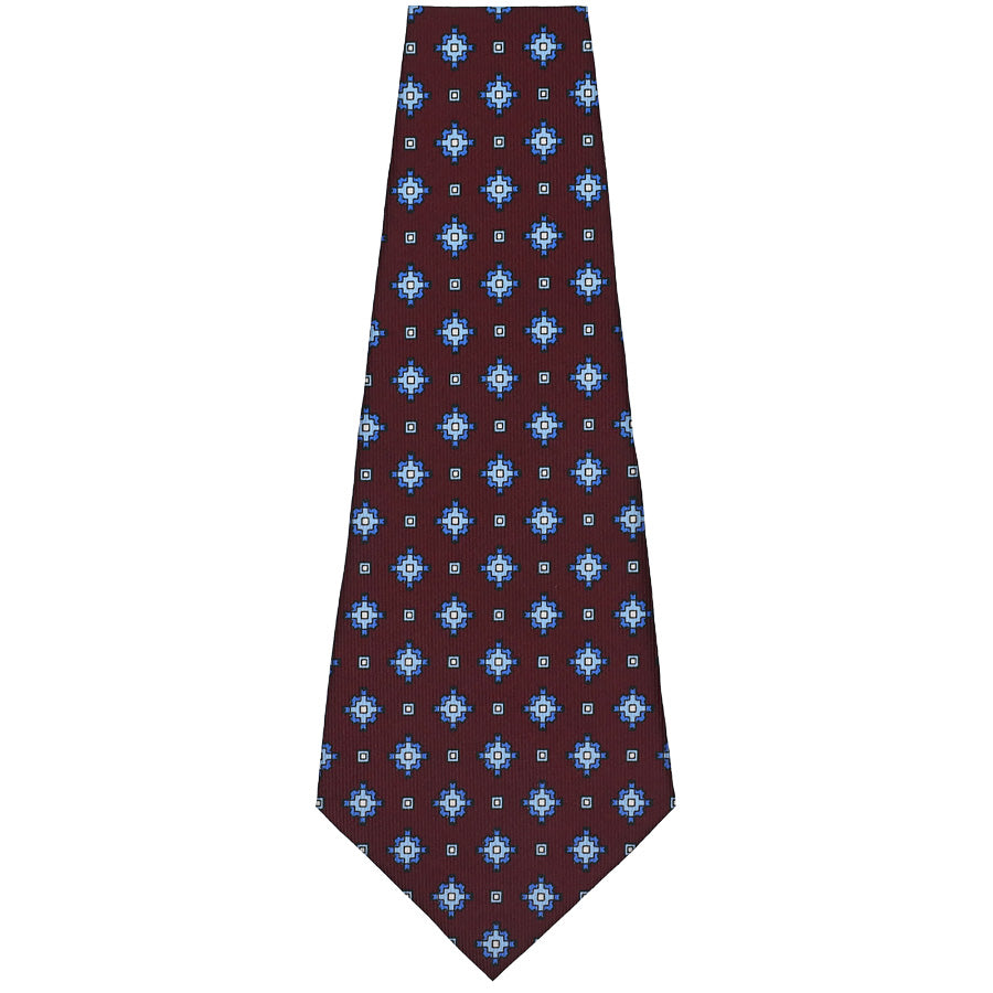 Floral Printed Silk Bespoke Tie - Burgundy
